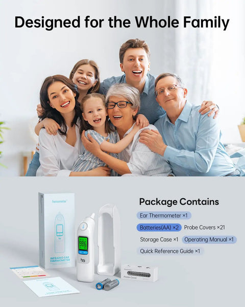Ultra Fast Digital Ear Thermometer For Adults And Kids With Storage Case One Second Readings Clinically Verified Core Temp Accuracy Easy To Use Kid Friendly Clear Color Display Pocket Ready For Home Use, family and contents