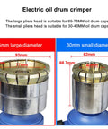 Heavy Duty Air Driven Oil Drum Crimper For 200 Liter Steel Barrels Sealing Tool showing 75mm and 30mm pliers heads for drum caps.