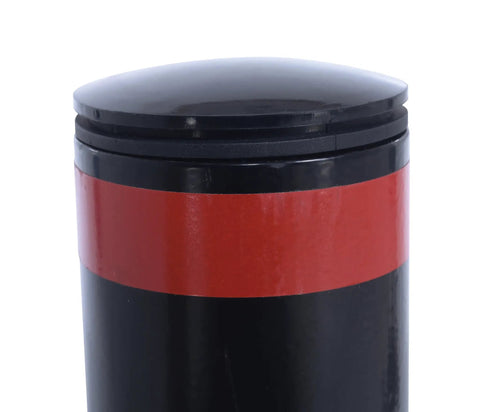 Top view of Badass 24 Inch Steel Garage Safety Bollard Wall Defender Pipe Guard With Pre Drilled Mounting Holes Matte Black Finish.