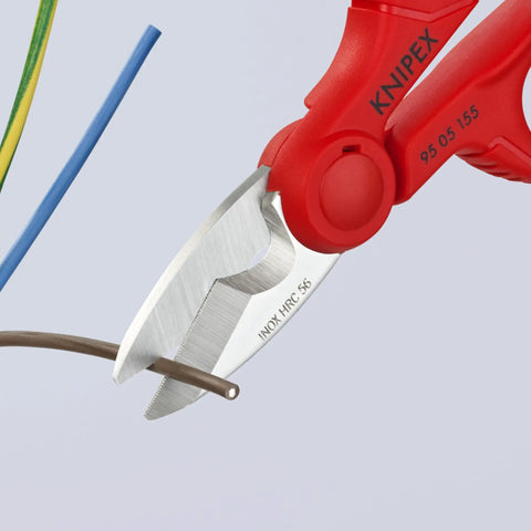 Electrician Shears With Precise Ground Stainless Steel Blades, Fine Serration For Clean Non Slip Cuts, Integrated Cable Cutter For Soft Wires, Plus Belt Holster For Fast On The Go Access And Easy Carry cutting wire
