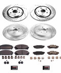 PowerStop front and rear drilled/slotted brake rotors with ceramic pads for Lexus RX (2016–22), 4-rotor kit