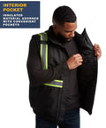 Hi Vis Insulated Safety Vest For Men With Reflective Tape Construction Work Vest Warm Yet Lightweight High Visibility Vest