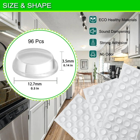 Clear Self Adhesive Cabinet Bumpers Shield Furniture From Harsh Door Slams And Cut Down Household Noise Soft Silicone Rubber Pads deliver rock solid grip and protect surfaces.