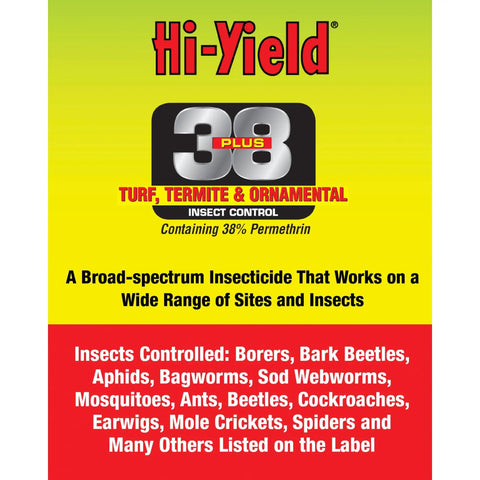 Label of 38 Plus Turf Termite And Ornamental Insect Control Outdoor Lawn Barrier Spray with pest list