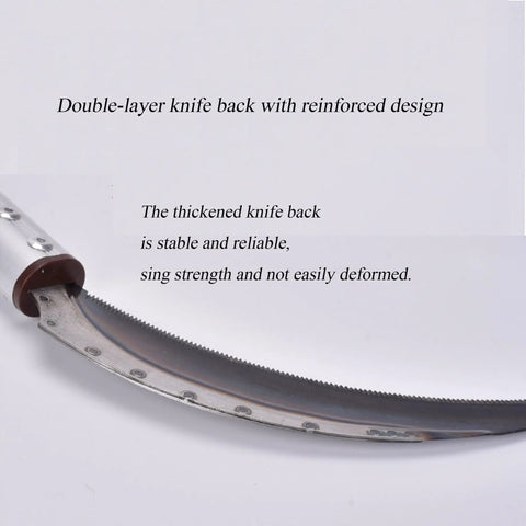 Close-up of Japanese Weeding Tool With Magnetic Handle, Durable SK5 Steel Blades, showing double-layer knife back with reinforced design.