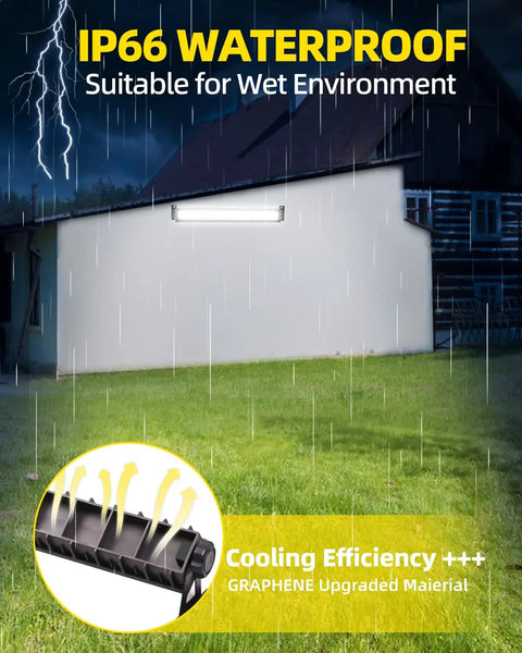 Super Brighter 5400LM 45W LED Shop Light installed outdoors, IP66 waterproof, for garage workshop or bay lighting