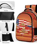 Unisex Flag And National Landmarks Printed Backpack with detailed handle, shoulder strap, and sturdy zipper