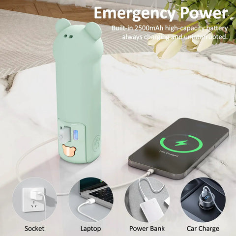 Portable Handheld Fan With Built In Power Bank And Flashlight USB C Rechargeable Mini Pocket Fan shown charging a smartphone