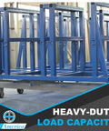 Rock Solid And Built Like A Tank 6X2 Inch Cast Iron V Groove Wheel With Steel Housing, Heavy Duty 1000 Lb Load Bearing Roller For Sliding Gate Tracks, Railroad Rails, Industrial Carts And Machinery, Matte Black, 1 Pack on heavy-duty blue framework.