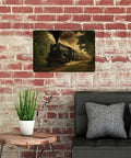 Vintage Steam Train Aluminum Wall Art 8x12 Inch Dope Retro Forest Railway Locomotive Metal Print in living room