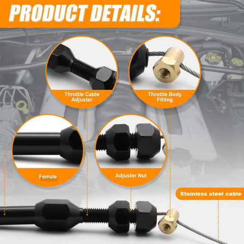 Beefed Up 36 Inch Stainless Braided Throttle Cable For LS1 Engines Chevy 1997 2007 Components Highlighted