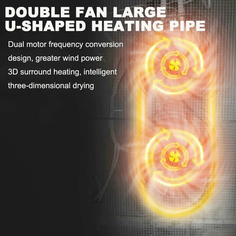 Double fan large U-shaped heating pipe design for Top-Shelf Commercial Food Dehydrator With 16 Stackable Trays.
