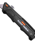 Auto Loading Retractable Utility Knife With Dual Sided 10 Blade Magazine, Box Cutter For Pros, shown in black with orange switch