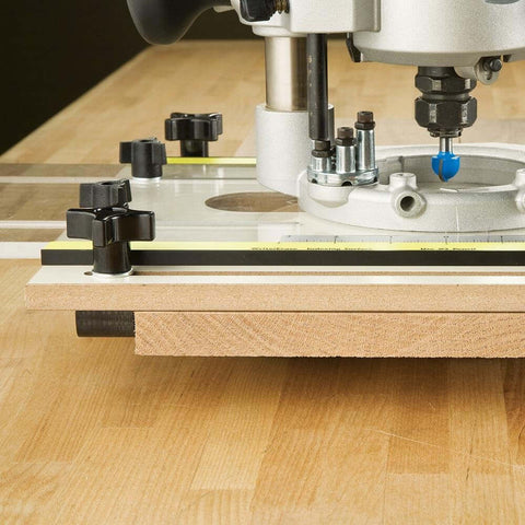 Router Fluting Jig for perfect flutes pro grade setup with easy custom drilling for non standard profiles, MDF and aluminum, side view