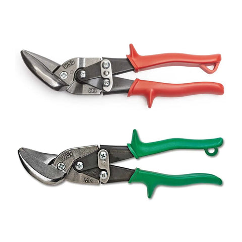 MetalMaster Offset Aviation Snips Set With M6R And M7R For Straight Left And Right Curves, serrated blades, offset handles