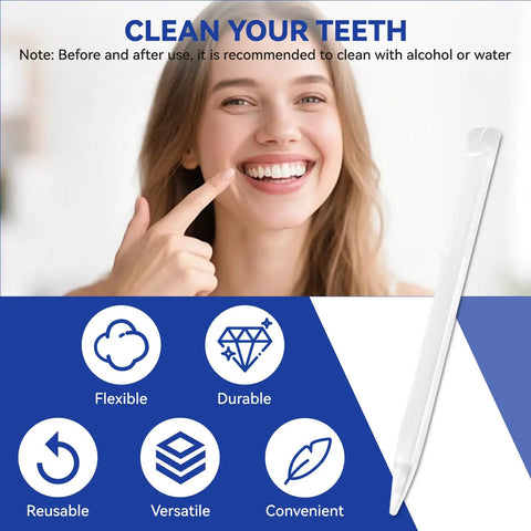20 Pack Toothpicks Replacement For Swiss Army Knife 1.73 Inch 44mm Multitool Accessory Backup Kit Clear Toothpicks For Everyday Carry And Quick Fixes For Home And Camping Use; woman pointing to teeth