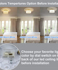 Contemporary Flush Mount Ceiling Light With Fabric Drum Shade Dimmable LED And Three Color Temperatures 3000K 4500K 5500K
