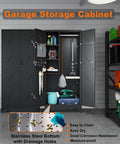 75 Inch Heavy Duty Metal Garage Storage Cabinet With Lockable Doors For Tools And Gear, organized with shelves