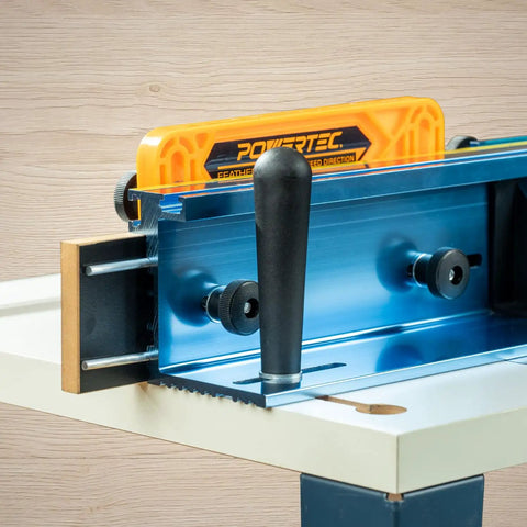 Close-up of Pro Grade Deluxe Router Table Fence Kit for Woodworking with Three and Three Eighths Inches Tall and Twenty Four Inches Long.
