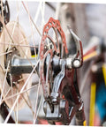 Top Shelf Front And Rear Disc Brake Rotor Kit For Mountain Bikes With Silver Aluminum Build 160mm Diameter Mechanical Setup Dual Knob Adjustment To Legit Crush Every Gnarly Trail, close-up of rear brake rotor and caliper.
