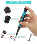 Hand holding Magnetic 138 In 1 Precision Screwdriver Kit for Electronics with ergonomic design and magnetic tip
