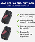 Quick Release Gas Strut End Fittings For 10mm Ball Stud No Tools Needed Replacement End Fitting For Socket Gas Springs Easy Disconnect And Reconnect Extends Gas Spring Life 2 Pack, black 2-pack for RV bedlift kits