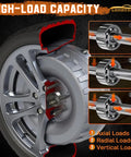 Diagram showing 2 Pack Front Or Rear Wheel Hub And Bearing Assembly For 5-Lug Fit 2011-2019 Explorer And 2013-2018 Police Interceptor Utility Non-ABS 4-Bolt Flange Drop-In Replacement Kit, highlighting axial, radial, and vertical load capacity
