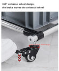 Stainless Steel Heavy Duty Floor Standing Mop Hanger And Broom Rack Organizer with universal wheel close-up view