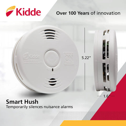 Side and front view of Smoke And Carbon Monoxide Alarm With 10 Year Battery, Voice Warning, Dual Sensor Detects Smoke Or CO Faster.