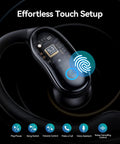 Effortless touch setup on Active Noise Cancelling Wireless Earbuds With Earhooks 96 Hours Playback Dual Battery Display Bluetooth.