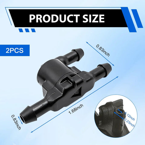 Two-Piece Windshield Washer Check Valve Kit For Toyota Lexus Scion size diagram, 2 Way Water Valve Replacement For Front Wiper Nozzles