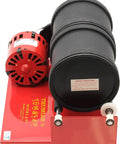 Rotary Rock Tumbler With Two Rubber Barrels, 6 Lb Capacity, showing red metal frame and Fasco motor, ideal for polishing rocks and gems