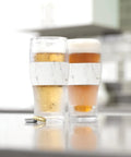 Freezable Insulated Pint Mugs Set Of 2 Double Walled Frosty Drink Glasses With Gel Core Keeps Beer And Cold Brew Icy Longer 16 Oz Marble Chilled Beverage Tumblers, showcasing frosty beers.