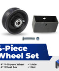 4 inch cast iron V groove gate wheel set with box and axle