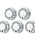Five Pack Smoke And Carbon Monoxide Alarm SC06 Standalone Home Safety Sensor, Battery Powered With Loud 85dB Siren, Easy Test Button, No WiFi Or Interconnect, No-Fuss Basic Fire And CO Protection For Every Room, five white alarms