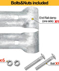 Six Pack End Rail T Clamps For 1-3/8 Inch OD Pipe Heavy Duty Galvanized Steel Fence Connectors With Bolts And Nuts Included