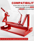 Heavy Duty Motorcycle Engine Stand For Vertical Single Cylinder 2 Stroke Or 4 Stroke Engines, Rock Solid, Adjustable Mount