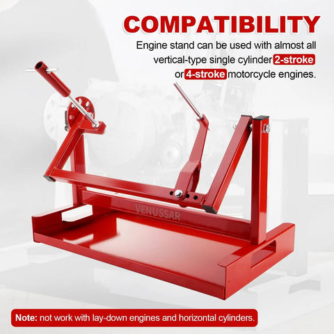 Heavy Duty Motorcycle Engine Stand For Vertical Single Cylinder 2 Stroke Or 4 Stroke Engines, Rock Solid, Adjustable Mount