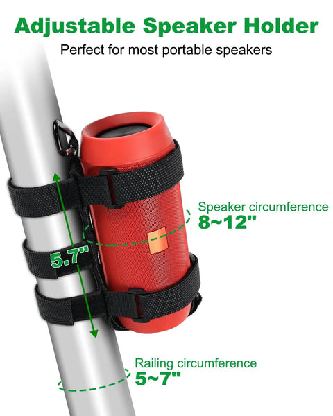 Rugged Portable Speaker Mount With Waterproof Strap For Bluetooth Speakers Go Anywhere Clip Keeps 8 To 12 Inch Circumference Tight