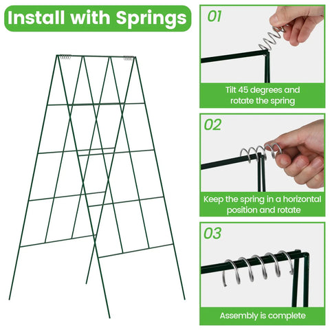 Foldable Cucumber Trellis 2 Pack A Frame Garden Support For Climbing Plants 46 Inch Long By 18 Inch Wide Steel Frame Setup Guide