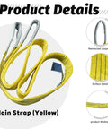 Kivomot 2-pack lifting slings, yellow polyester straps with gray reinforced eye loops, 3 in x 20 ft, 6600 lb rating.