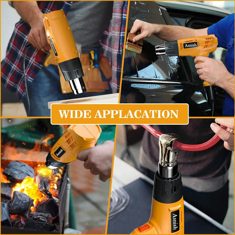 Heavy Duty 1850W Hot Air Gun Kit With Dual Temperature 572 To 932 F, used for crafts, DIY, and diverse applications.