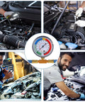 R134A Car Air Conditioning Refrigerant Charge Hose Kit With Gauge in use for vehicle refrigerant recharge