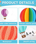 3D Hot Air Balloon Bulletin Board Set With Totally Colorful Name Tags For Back To School Classroom Decor Motivational The Sky Is The Limit Cutouts Cloud Borders And DIY Wall Art Kit with double-sided lamination and waterproof features.