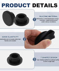 4 Piece T Shaped Silicone Plugs Set Fits 25.3mm Diameter 24 To 25mm Holes No Fuss Snap In Rubber Seals showcased on product info card