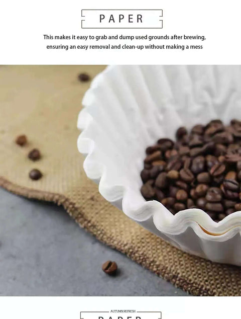 Large 12 Cup Commercial Coffee Filters Pro Quality All Natural Big And Tall Filter Set with coffee beans inside