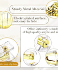 Close-up of 13 Piece Desk Accessory Set For Women Boss Lady Office Organizer Kit With Acrylic Stapler Tape Dispenser Details
