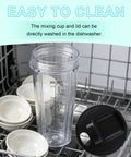 20 Oz Blender Replacement Cups For Personal Nutri-Blender Plus BN301 BN300 in dishwasher with durable lid
