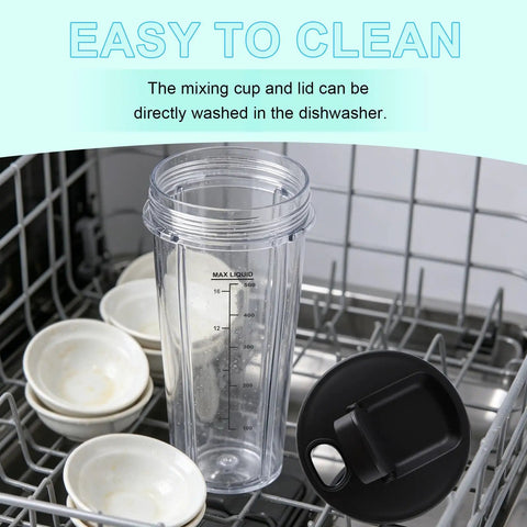 20 Oz Blender Replacement Cups For Personal Nutri-Blender Plus BN301 BN300 in dishwasher with durable lid