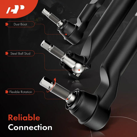 Beefed-Up Heavy Duty Front Steering Linkage Drag Link Tie Rod Kit For Dodge Ram 1500 2006 To 2008 Extended Crew Cab 4WD Ram 2500 2003 To 2010 Ram 3500 2003 To 2010 And Ram 2500 2011 To 2013 4WD, steel ball stud